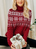 Woochic pull de Noël col haut motif de flocons de neige en jacquard