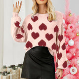 Woochic pull de Noël manches bouffantes motif cœur jacquard