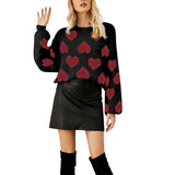 Woochic pull de Noël manches bouffantes motif cœur jacquard