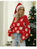 Woochic pull de Noël manches lanternes motif de tête de Père