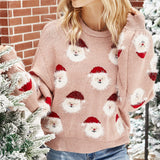 Woochic pull de Noël manches lanternes motif de tête de Père