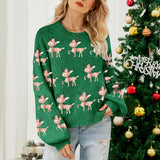 Woochic pull de Noël manches lanternes motif faon vert S
