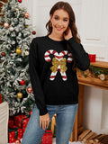 Woochic pull de Noël motif de béquille et d’un nœud brodé sequins scintillants noir S