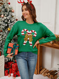 Woochic pull de Noël motif de béquille et d’un nœud brodé sequins scintillants vert S