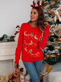 Woochic pull de Noël paillettes motif de carrosse d’ours fauve