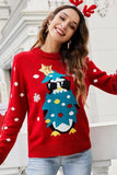 Woochic pull de Noël paillettes scintillantes tricoté motif pingouin rouge S