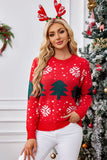 Woochic pull de Noël sapin Noël motif jacquard, Rouge