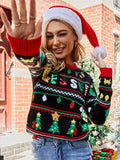 Woochic pull de Noël sapin brodé tricoté paillettes scintillantes