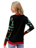 Woochic pull de Noël sapin brodé tricoté paillettes scintillantes