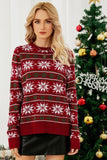 Woochic pull de Noël tricoté motif de flocons de neige rouge S