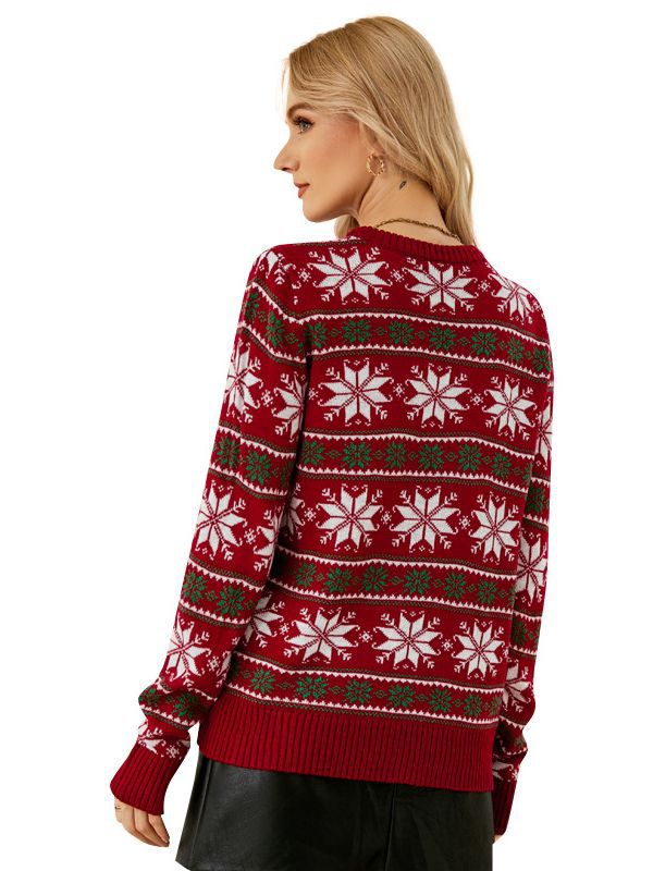 Woochic pull de Noël tricoté motif de flocons de neige