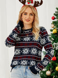 Woochic pull de Noël tricoté motif de flocons de neige bleu marine 1 S