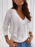 Woochic pull épaule tombante v-cou manches longues femme casual