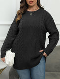 Woochic pull grande taille femme col en rond tissage en forme de losange noir XL