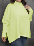 Woochic pull grande taille femme col mi-haut manches chauve-souris vert 6