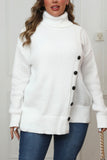 Woochic pull grande taille femme col roulé boutons irréguliers blanc XL