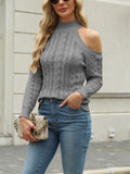 Woochic pull tricoté col mi-haut épaules dénudées gris clair S