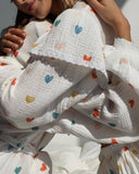 Woochic robe à manches longues volantée imprimée deux-pièces blanc 1 S
