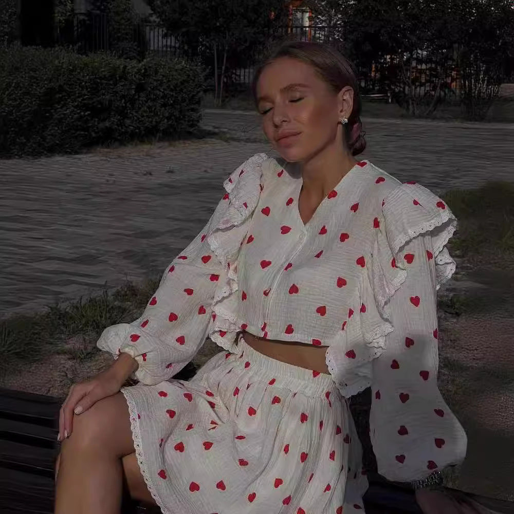 Woochic robe à manches longues volantée imprimée deux-pièces blanc 2 S