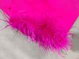 Woochic robe à plumes col en V taille haute irrégulières, Party