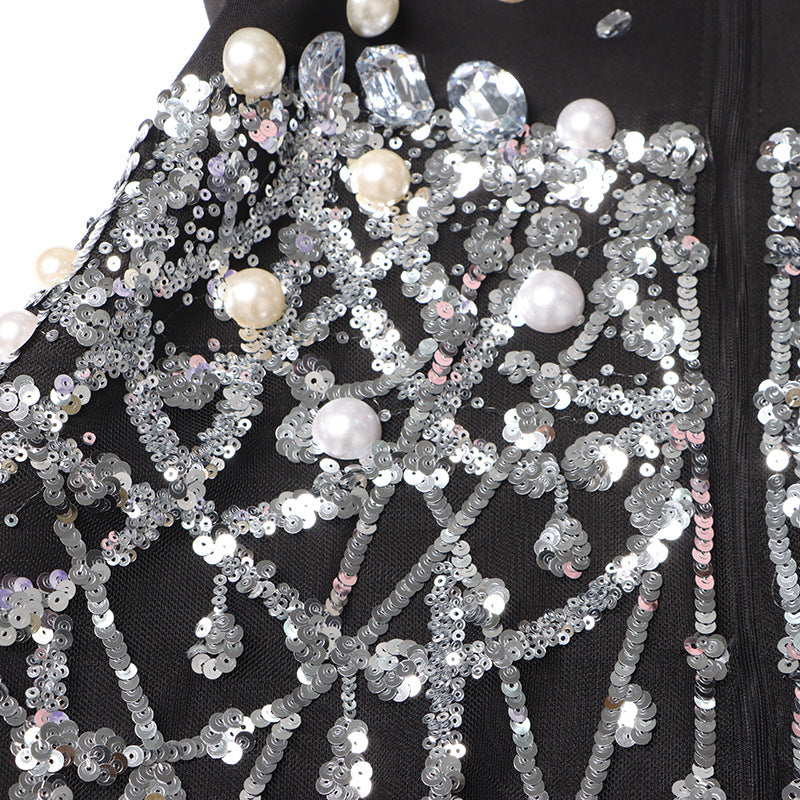 Woochic robe blazer col en V cintrée strass, design