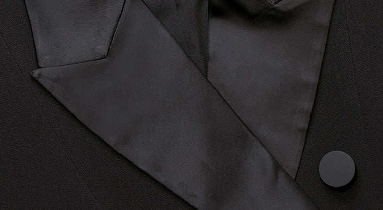 Woochic robe blazer courte dentelle manches évasées couture