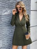 Woochic robe blazer trapèze col revers taille haute