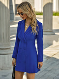 Woochic robe blazer trapèze col revers taille haute