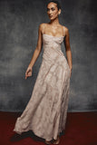 Woochic robe cocktail à bretelles dentelle épaules dénudée cintée plissée rose S