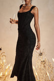 Woochic robe cocktail à bretelles plissé taille haute noir XS