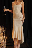 Woochic robe cocktail à bretelles plissé taille haute blanc XS