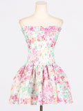 Woochic robe cocktail à volants bustier à imprimé dentelle florale rose1 S