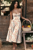 Woochic robe cocktail bretelles le motif à carreaux imprimée florale rouge 3 S