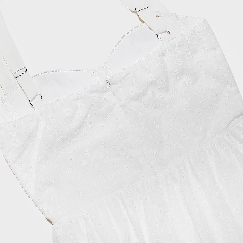 Woochic robe cocktail col en V à bretelles taille haute couture jacquard