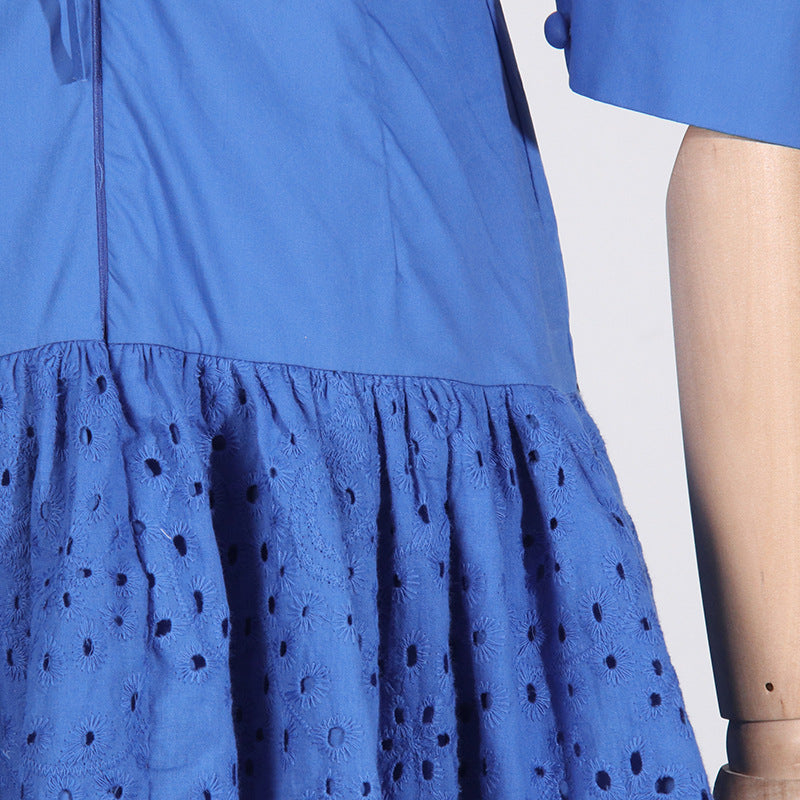 Woochic robe cocktail col en V courte taille haute à volants,vacances