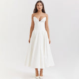Woochic robe cocktail col en V dos nu cintrée bustier blanc XS