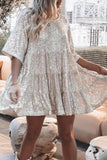 Woochic robe cocktail col en rond trapèze paillettes scintillantes argent S
