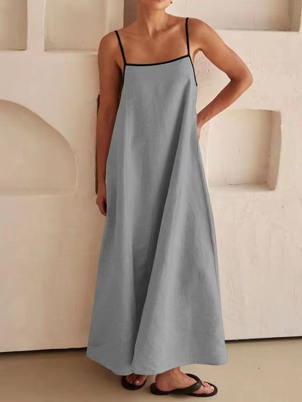 Woochic robe cocktail contrastée à bretelles ourlet gris-bleu S