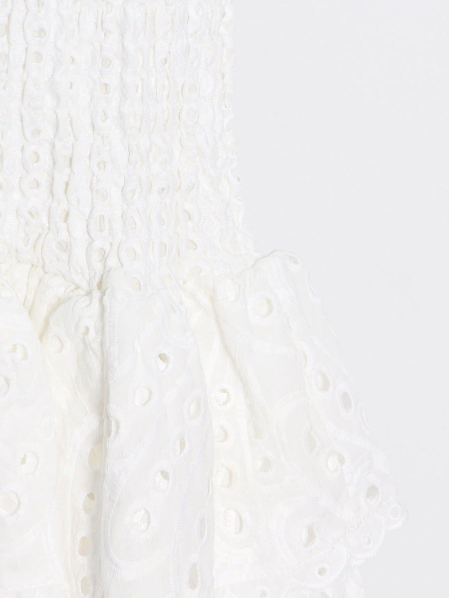 Woochic robe cocktail deux-pièces irrégulière à volants bustier sirène taille haute
