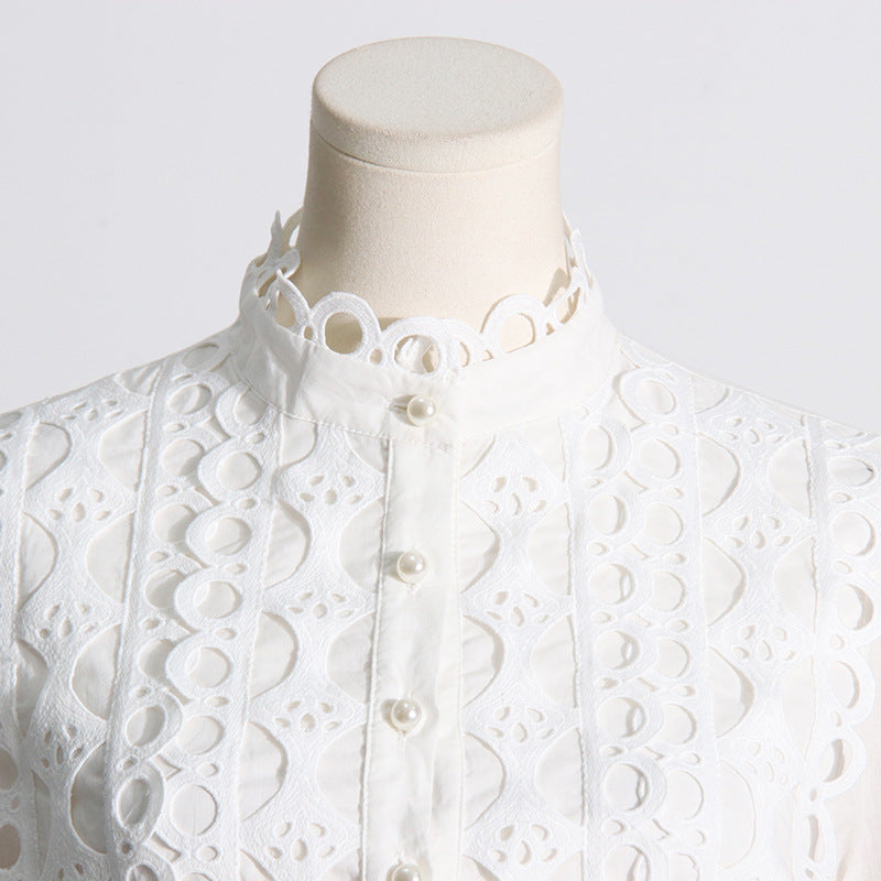 Woochic robe cocktail deux-pièces manches princesse découpes en dentelle style cour
