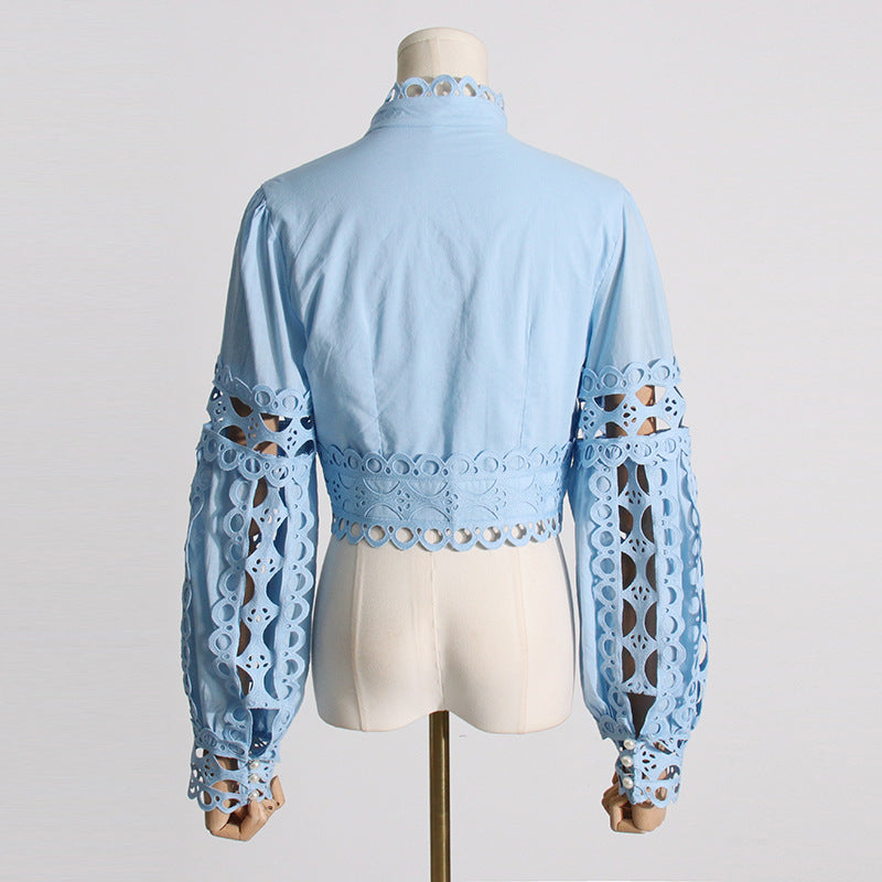 Woochic robe cocktail deux-pièces manches princesse découpes en dentelle style cour