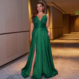 Woochic robe cocktail grande taille et longues traînantes,soirée vert 0XL