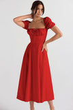 Woochic robe cocktail longue trapèze fendue cintrée rouge S