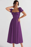 Woochic robe cocktail longue trapèze fendue cintrée violet 3 S
