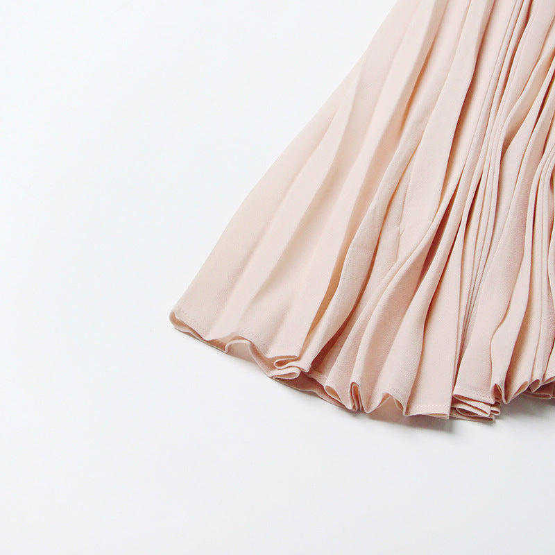 Woochic robe cocktail plissé et couture taille haute,longue