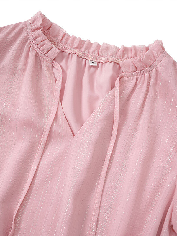 Woochic robe courte trapèze à volantée strappy v-cou manches courtes mode doux