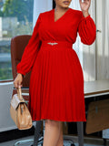 Woochic robe cocktail grande taille à col en V rouge S