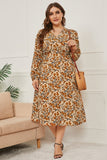 Woochic robe grande taille col en V imprimé à lacets orange 1XL