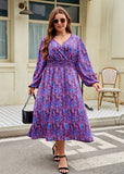 Woochic robe grande taille col en V trapèze cintrée violet 1XL
