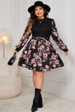 Woochic robe grande taille col en rond imprimée noir 1XL
